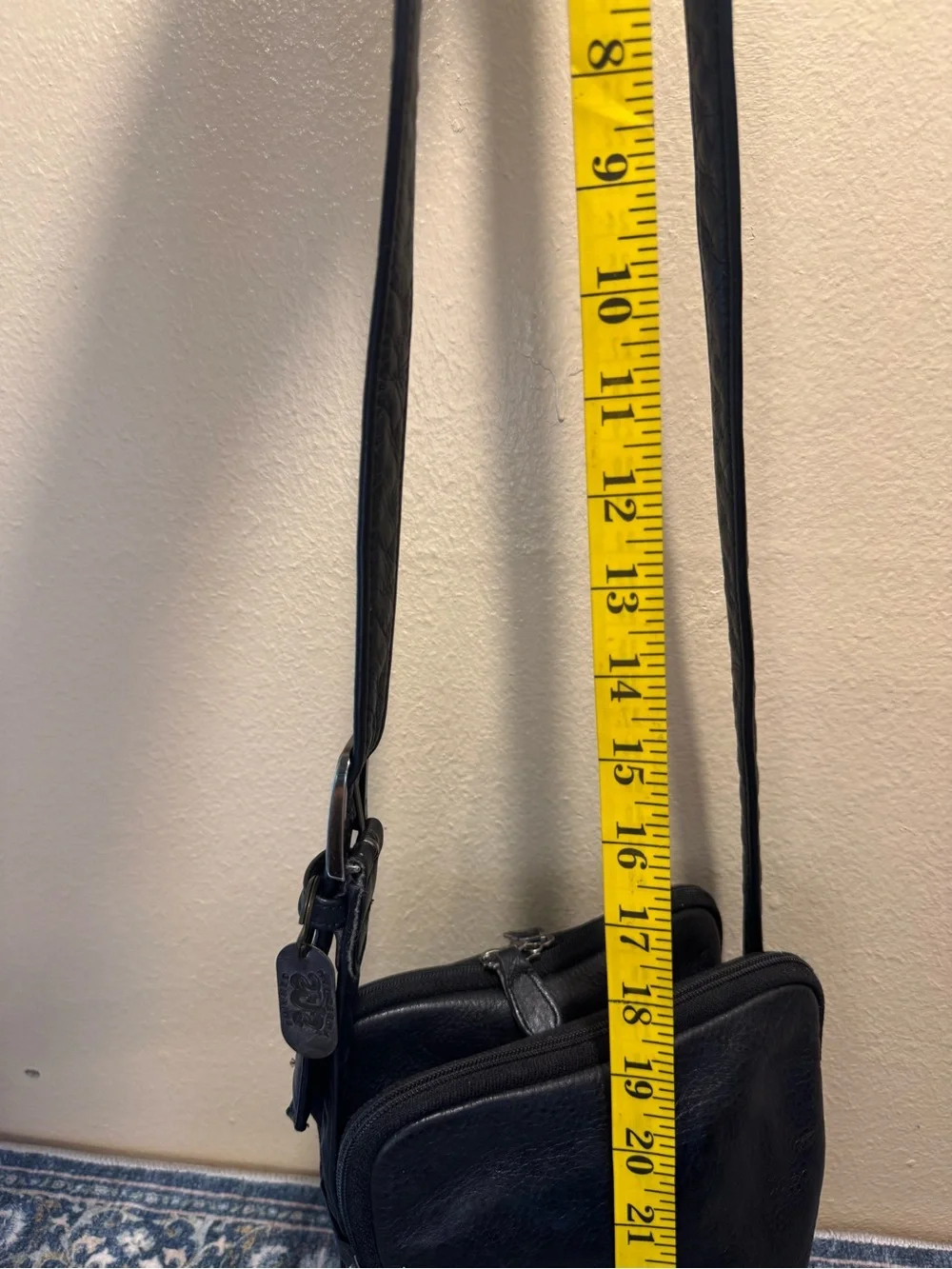 SAS Black Leather Messenger Crossbody Bag